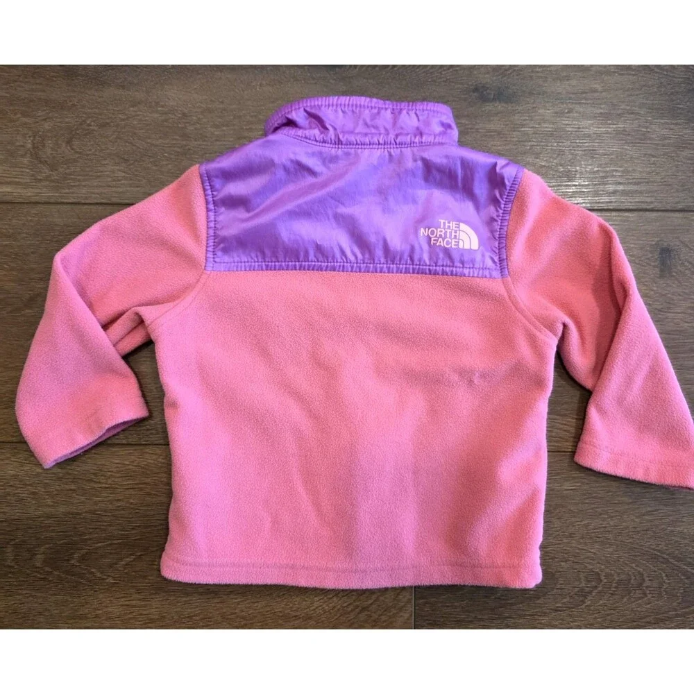 The North Face Fleece Jacket Pink Infant 6-12M Zip Logo Baby Girl Purple